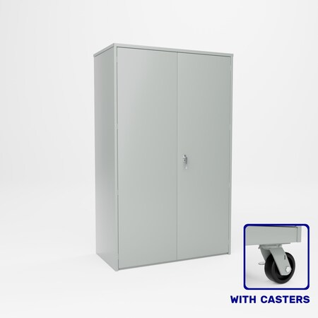 Pucel Heavy Duty Storage Cabinet with Casters, 48in W x 84in H x 24in D, 4 Adjustable Shelves, Light Blue HDSC-4878-24-4C