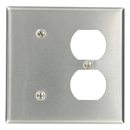 Leviton Wall Plate, Combination, Stainless Steel 84087-40