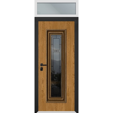 Vdomdoors Steel Door Ballucio 6644 Natural Oak Top Exterior Window Sidelite Entry Door Painted W36xH80+16 Rig BALLUCIO6644EXD-OAKW-W36xH80+16-RH-I