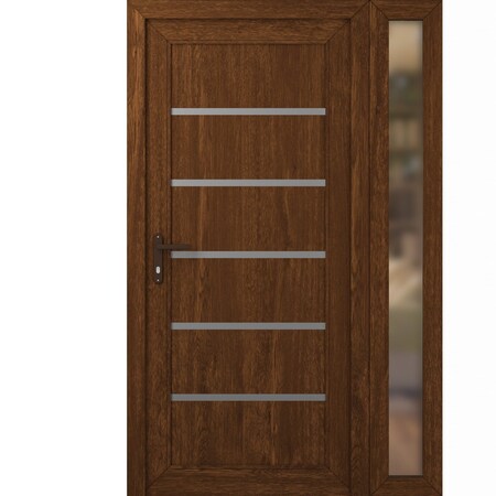 Vdomdoors Front Exterior Prehung uPVC Door, Manux 8415 Walnut, W32+12" x H80", Right hand Inswing MANUX8415EXD-WLN-W32+12xH80-RH