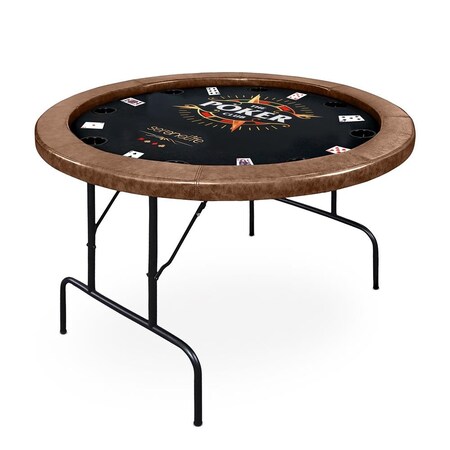 Serenelife 8- Player Round Foldable Poker Table, Casino Leisure Texas Holdem Table, w/ water Resistant SLPR750
