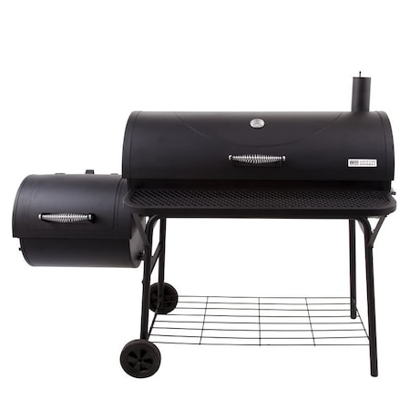 Char-Broil Deluxe Offset Charcoal Smoker Grill, 3 -Grate, 925 sq-in Primary Cooking Surface, Black, Steel Body 21201571