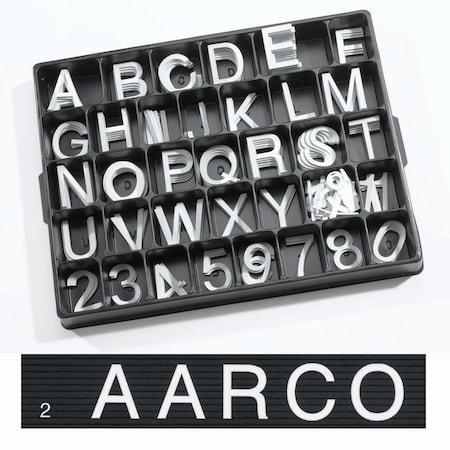 Aarco Universal Single Tab Changeable Letters, 2'' Helvetica Style Typeface, 160 Characters per Set HF2.0