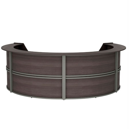 Linea Italia Reception Desk 107 in D X 46 in H, 11.8 ft W X Thermofused Laminate, Mocha ZUT298