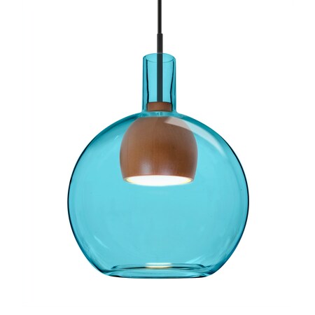 Besa Lighting Besa Benji Pendant, Blue/Medium, Black Finish, 1x 9W LED 1JT-BENJIBLMD-LED-BK