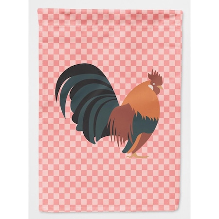 Carolines Treasures Dutch Bantam Chicken Pink Check Garden Flag BB7836GF