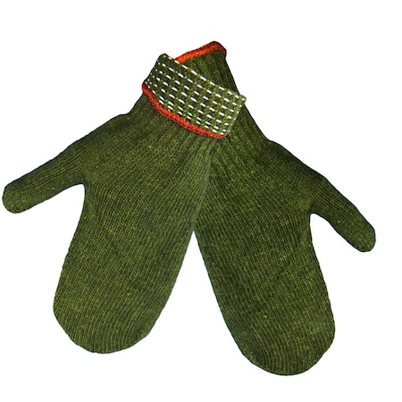 Global Glove Medium Weight, Army Green Rag Wool Mitten, Large, 12PK S70RWMT