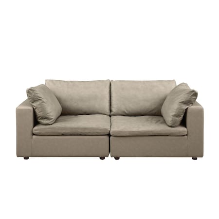 Homeroots 86in Cream and Brown Cotton Blend Loveseat 720473