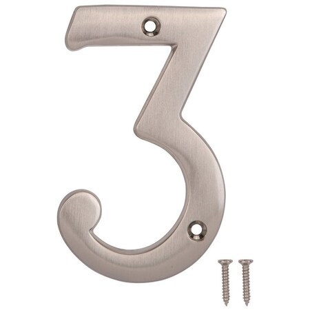 Prosource House Number, Character: 3, 4 in H Character, 2.36 in W Character N-Z043SN-3L-PS
