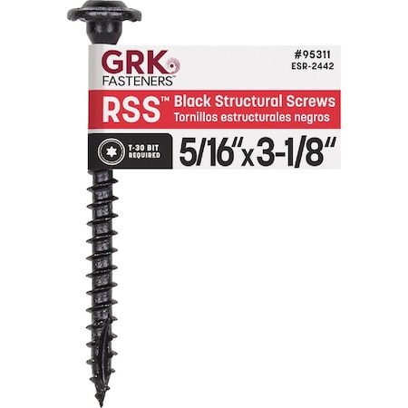 Grk Fasteners GRK RSS 5/16'' x 3-1/8'' Star Drive Washer-Head Black Structure Screw 95311