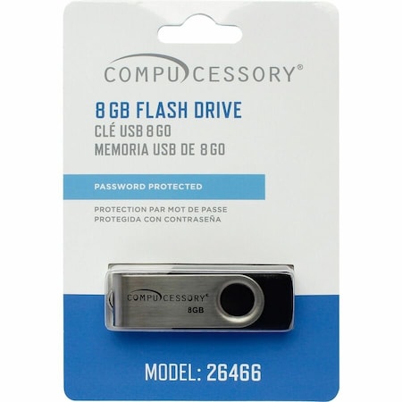 Compucessory 26466 Password Protected USB 2.0 Flash Drive, 8 GB, Black 26466