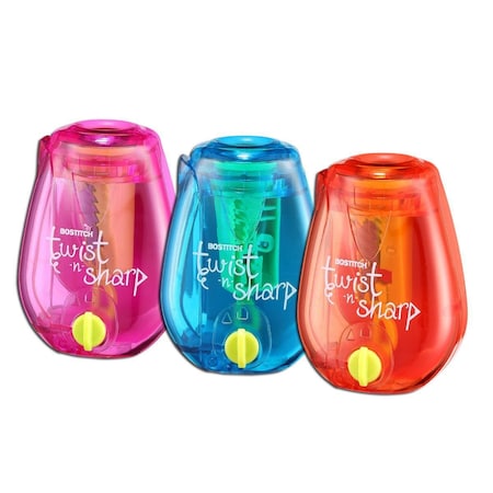 Bostitch Twist-N-Sharp Manual Pencil Sharpener, Works with Colored Pencils & Makeup Pencils, 3-Pack PS1-ADJ-3PK