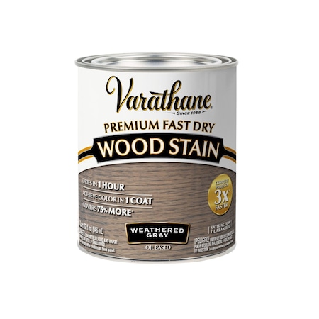 Varathane Premium Fast Dry Wood Stain, Weathered Gray, 1 Qt 269394