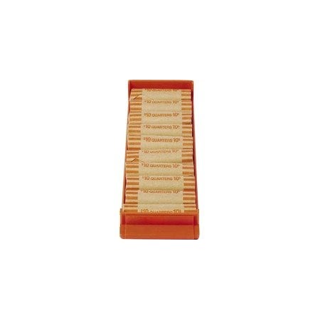 Controltek Coin Trays for Quarters, Stackable, 10 Coin Compartment(s), Orange, Plastic, 2PK 560563