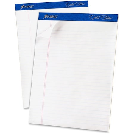 Esselte Gold Fibre Legal Pad, 8-1/2" x 11-3/4", Wide Ruled, White, 50 Sheets/Pad, 12 Pads/Pack 20070