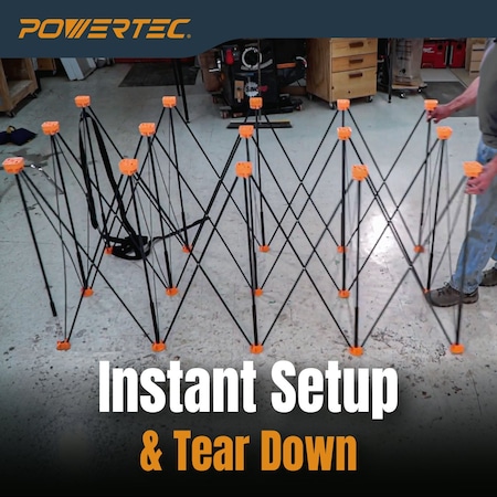 Powertec Arachni-Flex 24in x 48in Foldable Tabletop & 2x4ft Collapsible Workstand, 2500 lbs, 36in H 72290