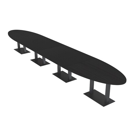 Skutchi Designs Oval Conference Table With Power Unit, 48 in W, 240 in L, Black HAR-OVL-48X240-DOU.BK-U999ST19-NA