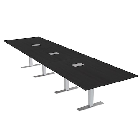 Skutchi Designs 16ft Conference Table W/ Power Unit | 16 Person Modular Rectangular Meeting Table | Harmony Series HAR-REC-48x192-T-U999ST19-ESIL