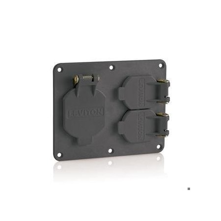 Leviton Two-Gang Coverplate WR Flip Lids Black 3262W-E