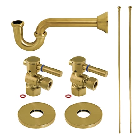 Kingston Brass Bathroom Plumbing Supply Kit, 1/2" NPT Female Inlet x 3/8" O.D. Compression Outlet, Brushed Brass KPK407