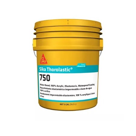 Sika SikaThorolastic-750 Water-Based, 100% Acrylic, Waterproof Coating, Fine, Neutral, Tint Base, 5 gal 808235