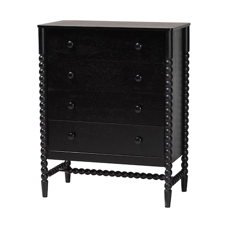 Baxton Studio Brantley Spindle Chest with Four Drawers, Black 272-14807-ZORO