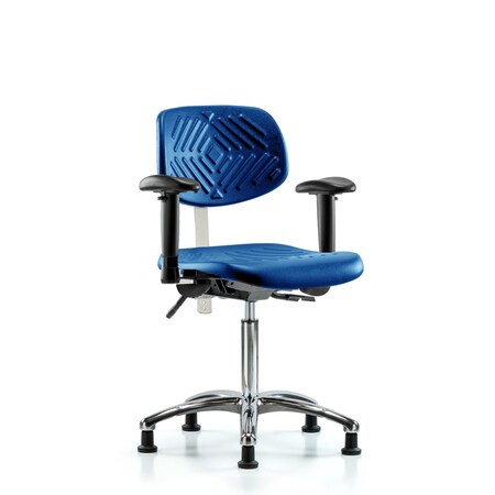 Blue Ridge Ergonomics Clean Room Chair, Adjustable Arms BR-NCR-PMBCH-CR-T1-A1-NF-RG-BLU