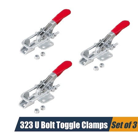 Powertec Toggle Clamp, 400 lbs Holding Capacity, 323 Adjustable U Bolt Latch w/Antislip Hand Grip, 3PK 20310-P3