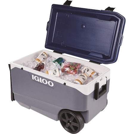 Igloo MaxCold Latitude 90 Qt. 2-Wheeled Cooler Ash Gray & Aegean Sea 35175
