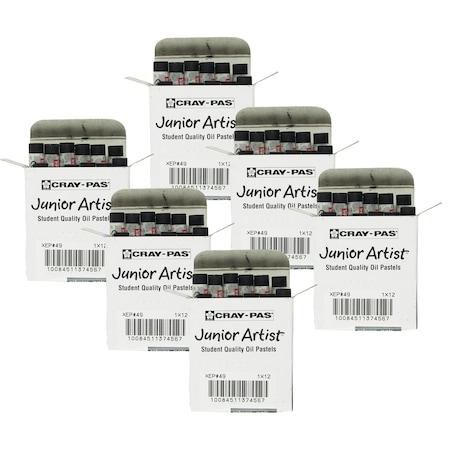 Sakura Cray-Pas Junior Artist Oil Pastels, Black, 12-Piece Set, 6PK XEP-049