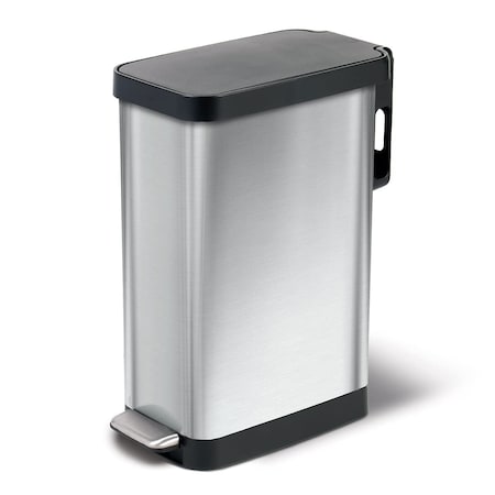 Bsl Titan Stainless Steel Slim Step Trash Can 12 Gallon / 45L with Antimicrobial Lid GLD-74532