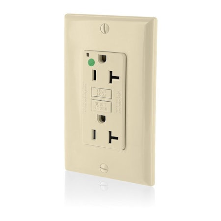 Leviton Extra-Heavy Duty, Hospital Grade, Self-Test GFCI Receptacle, 20 Amp, 125 Volt, Ivory GFNT2-HFI