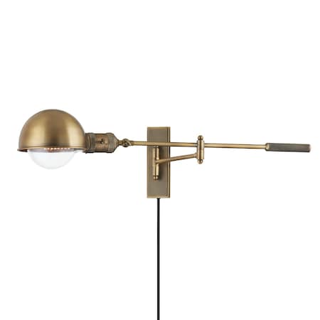 Troy Lighting Cannon 1 Light Plug-In Sconce 30.75 In. Patina Brass PTL1108-PBR