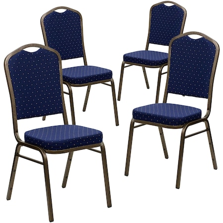 Flash Furniture Navy Blue Fabric Banquet Chair, PK4 4-FD-C01-GOLDVEIN-S0810-GG