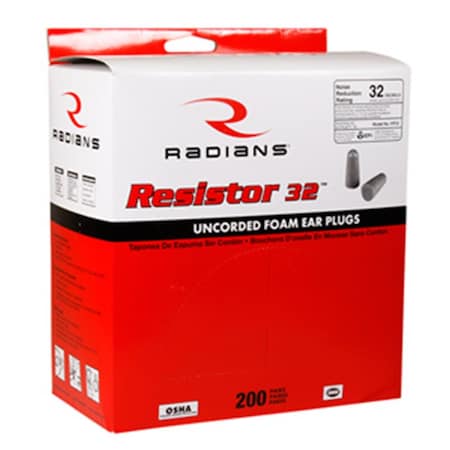 Radians -FP8000I Foam Earplugs 200 Pairs NRR 32 PY-A-2734