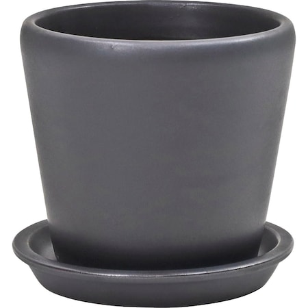 Deroma Levisa 6'' Dia. Matte Black Ceramic Planter 3208519A