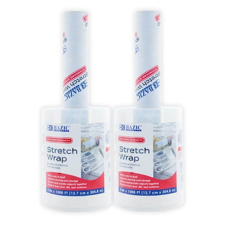 Bazic Products Stretch Wrap Film, 5" x 1000', 2PK 9029