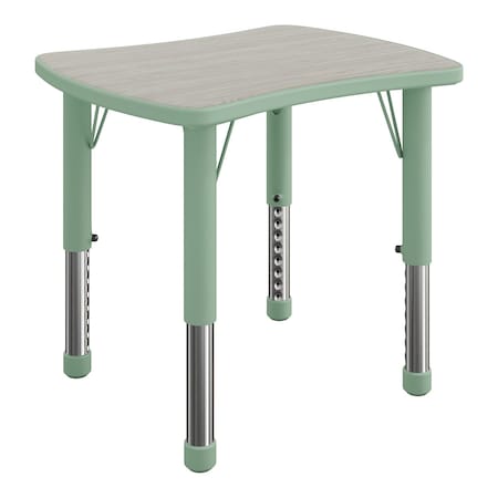Flash Furniture Commercial Plastic Adjustable Height Activity Table-Light Gray/Sage, 26.5x21.75 YU-YCY-098-RECT-TBL-SAGE-GG