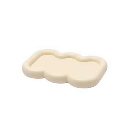 Homeroots 7in Light Yellow Resin Handmade Curvy Scalloped Trinket Tray 724186