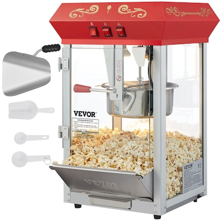 Vevor Popcorn Popper Machine Countertop Popcorn Maker 1440W 12 Oz 80 Cups Red NP16T