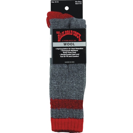 Railroad Sock Mens Red Stripe Wool Sock 2962 RD