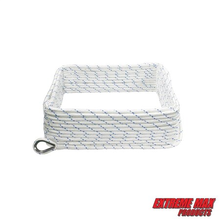 Extreme Max Extreme Max 3006.2499 BoatTector Double Braid Nylon Anchor Line w Thimble-3/8" x 150' w/ Blue Tracer 3006.2499