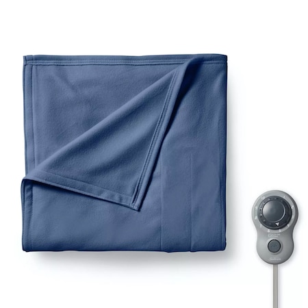 Sunbeam Twin Size Electric Fleece Heated Blanket in Blue 2152753