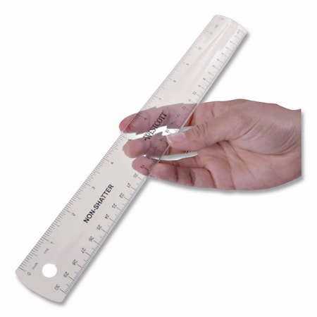 Westcott Non-Shatter Flexible Ruler, Standard/Metric, 12in 30 cm Long, Plastic, Clear, 12PK 17725