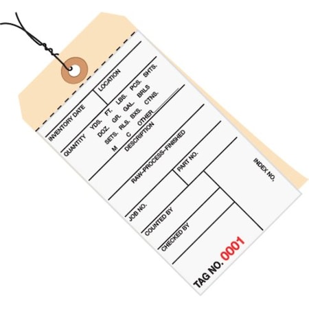 Box Packaging 2 Part Carbonless Inventory Tags, 3000-3499, Pre Wired, #8, 6-1/4"L x 3-1/8"W, 500/Pack G15073