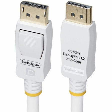 Startech.Com 10FT (3M) WHITE VESA CERTIFIED DISPLAYPORT 1.2 CABLE, 4K 60HZ, 21.6GBPS, LATCHIN DP12-CABLE-10FTW