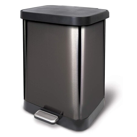 Bsl Titan Stainless Steel Step Trash Can 13 Gallon / 50L with Antimicrobial Lid, Pewter GLD-74522