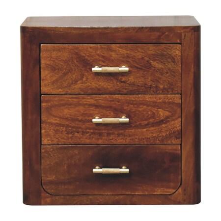 Homeroots 18" Brown Solid Wood Three Drawer Nightstand 653831