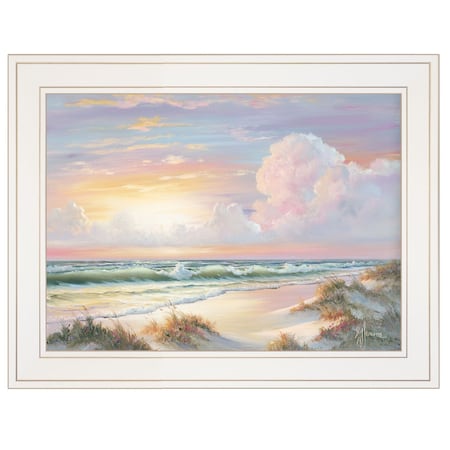 Homeroots Golden Sunset on Crystal Cove 1 White Framed Print Wall Art 404922