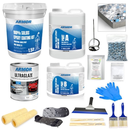 Armorpoxy 17 Pc Epoxy Floor Kit 2-Layer - 300 Sq Ft - Medium Gray TP-KIT-MEDGRAY-S